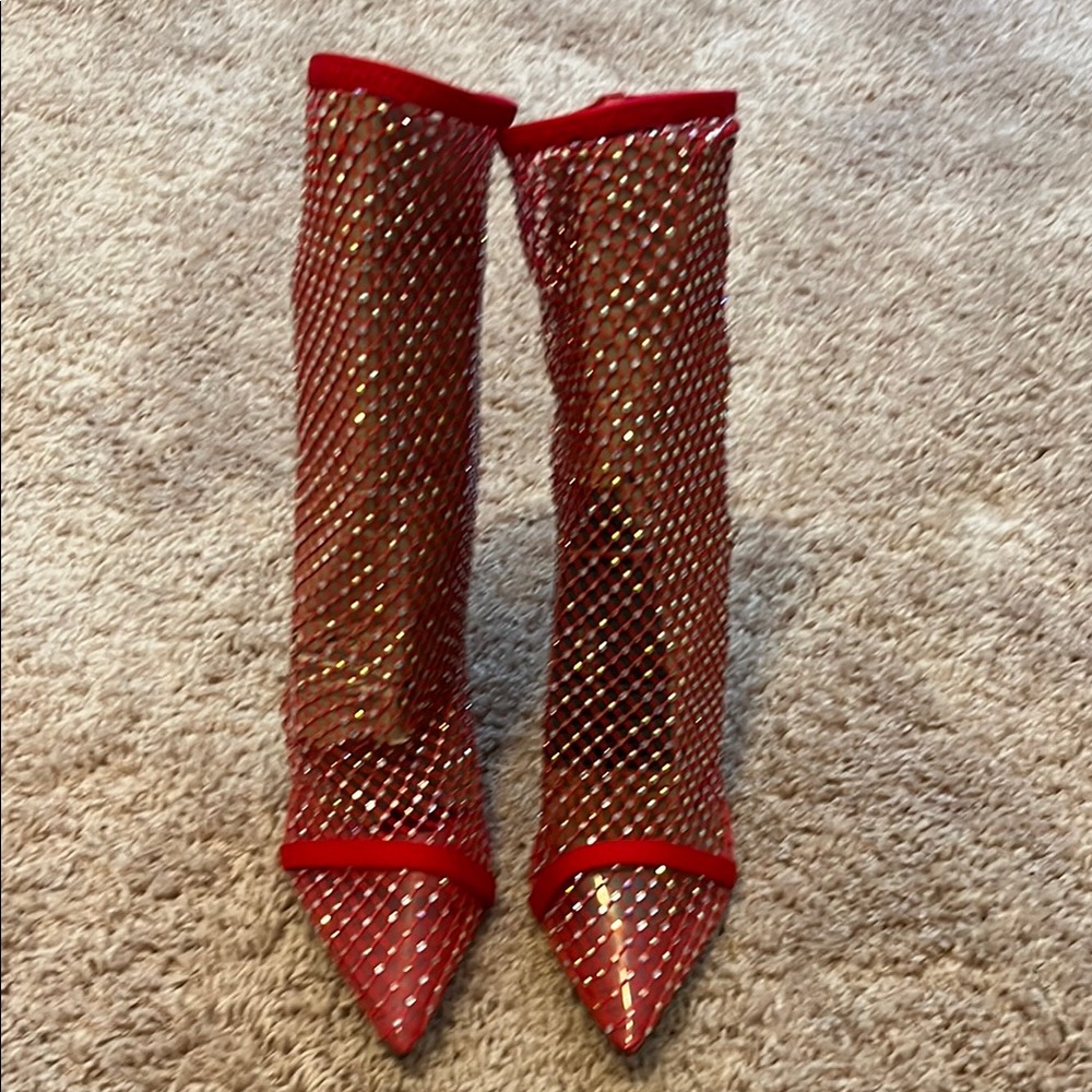 Cape Robbin Red Stiletto Heels with Studded Design